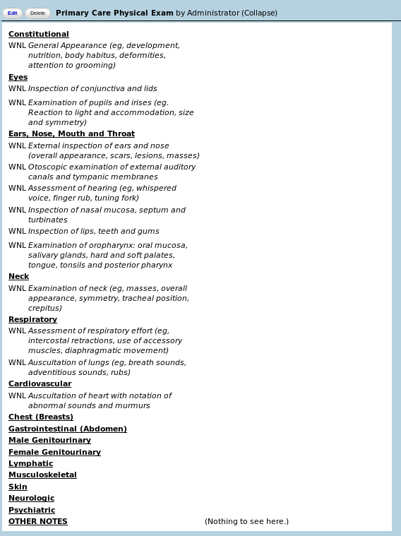 Primary Care Physical Exam OpenEMR Project Wiki